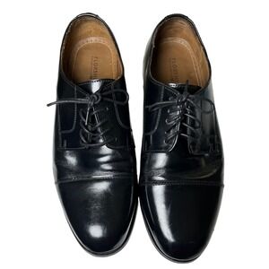 Preppy Lightweight Cap Toe Oxford Dress Shoes Black Leather Florsheim Men's 10D